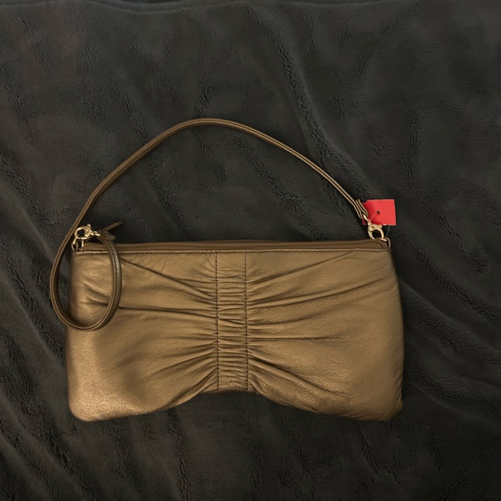Apostrophe Gold Clutch with Wristlet